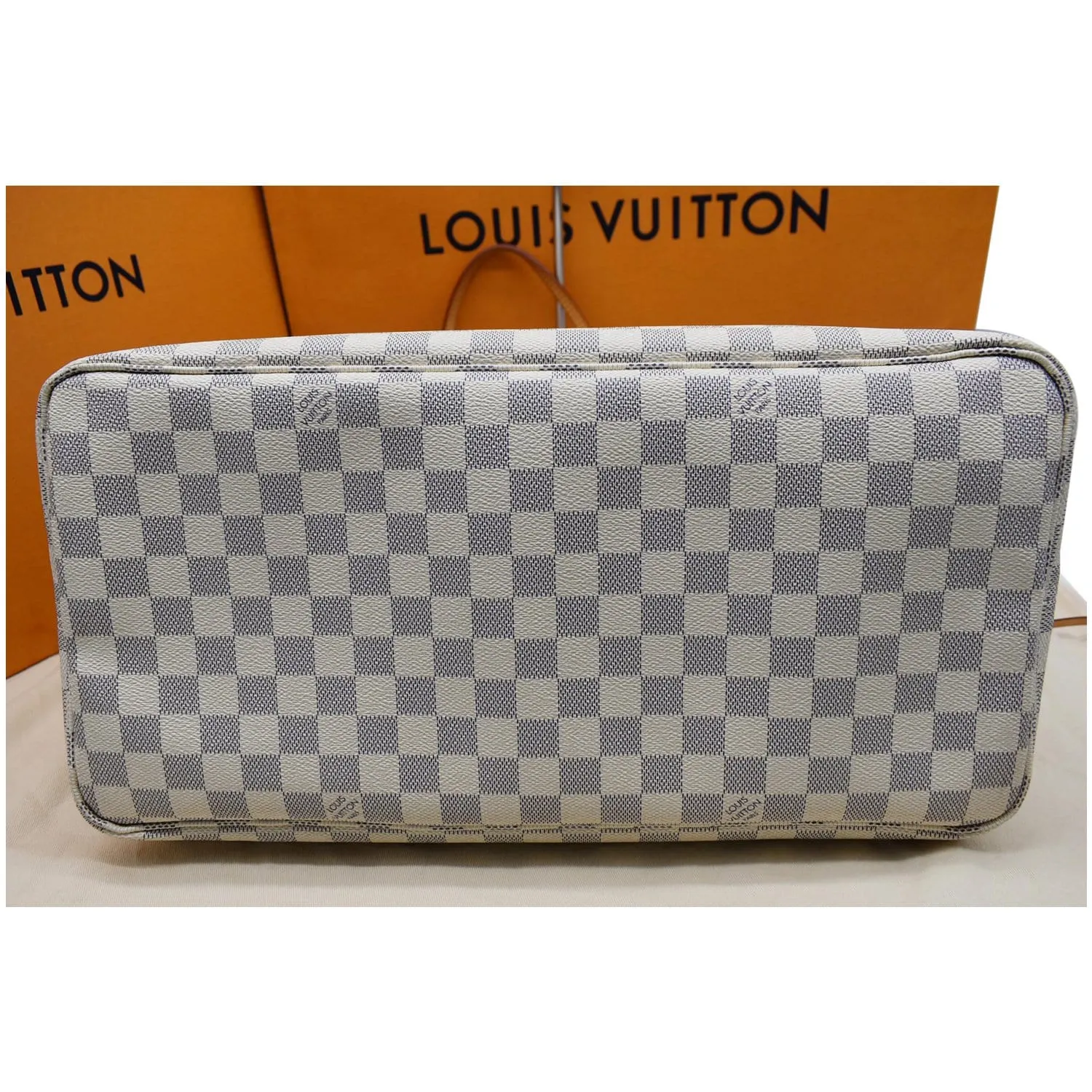 LOUIS VUITTON  Neverfull GM Damier Azur Tote Shoulder Bag White