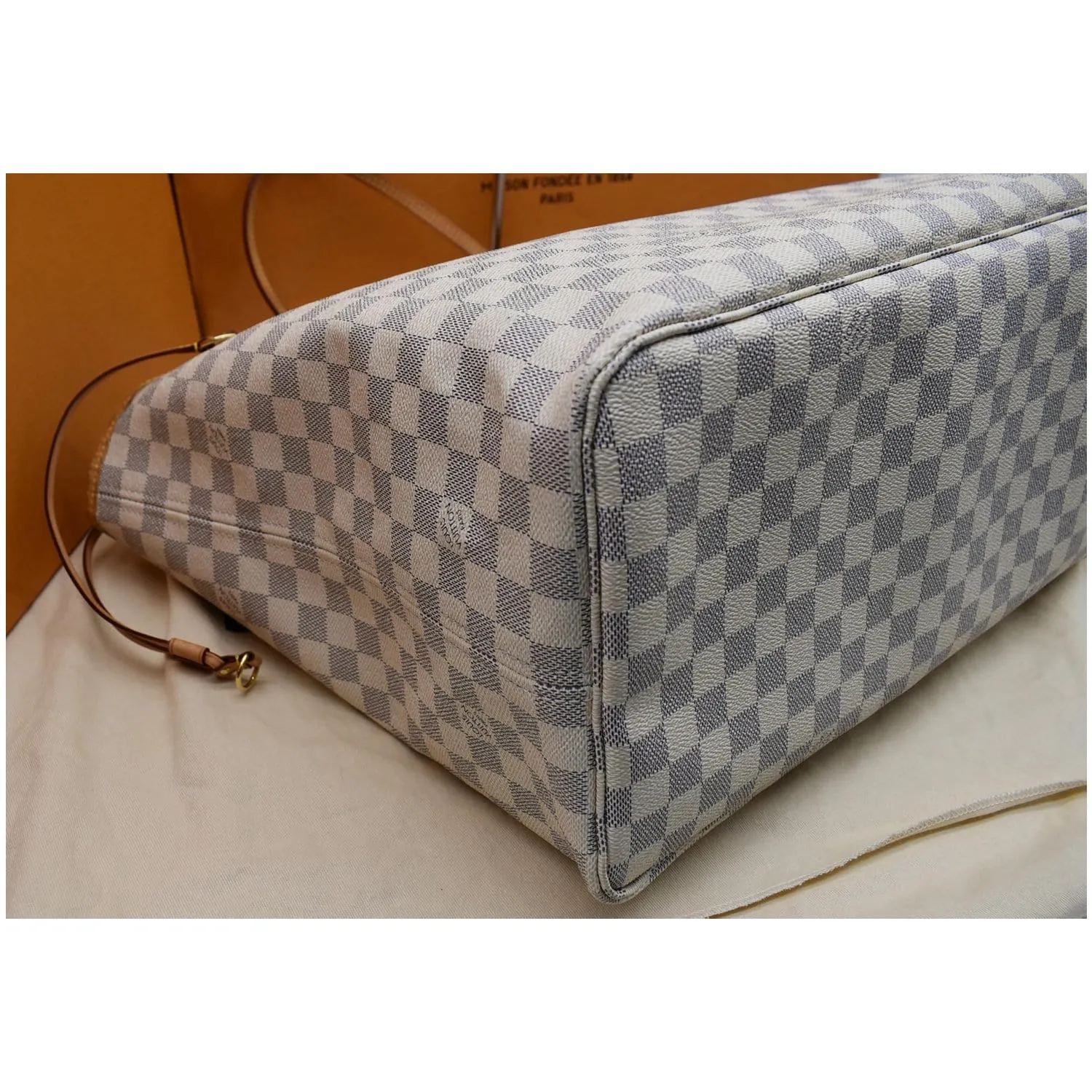 LOUIS VUITTON  Neverfull GM Damier Azur Tote Shoulder Bag White