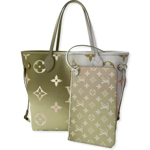 LOUIS VUITTON Neverfull MM Monogram Coated Canvas Tote Sunset Kaki