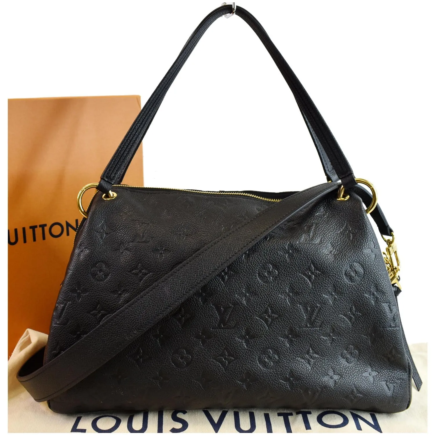 LOUIS VUITTON Ponthieu MM Monogram Empreinte Leather Shoulder Bag Black