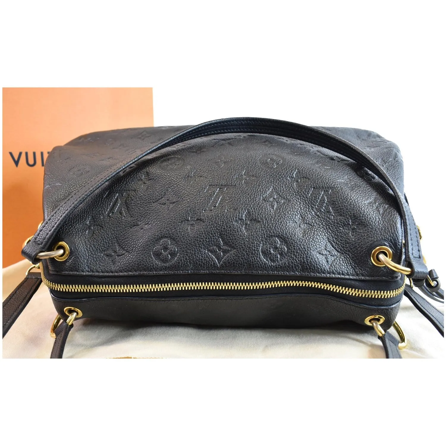 LOUIS VUITTON Ponthieu MM Monogram Empreinte Leather Shoulder Bag Black