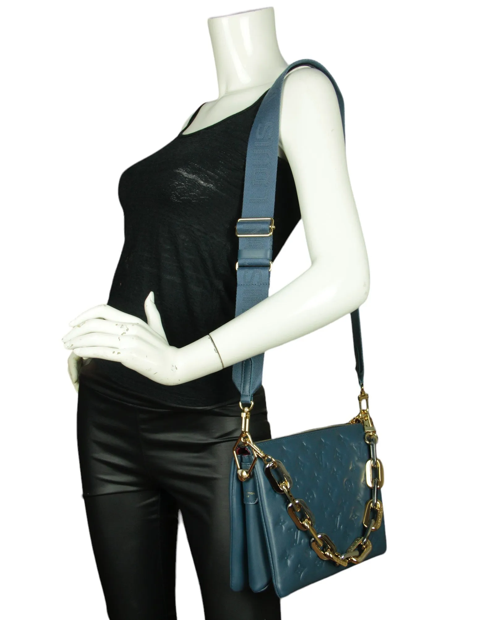 Louis Vuitton Storm Blue Embossed Monogram Coussin PM