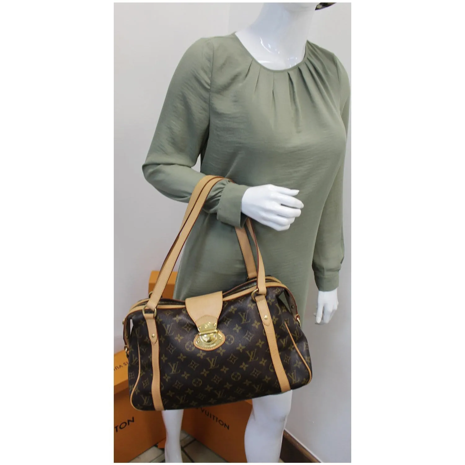 LOUIS VUITTON Stresa PM Monogram Canvas Shoulder Bag Brown
