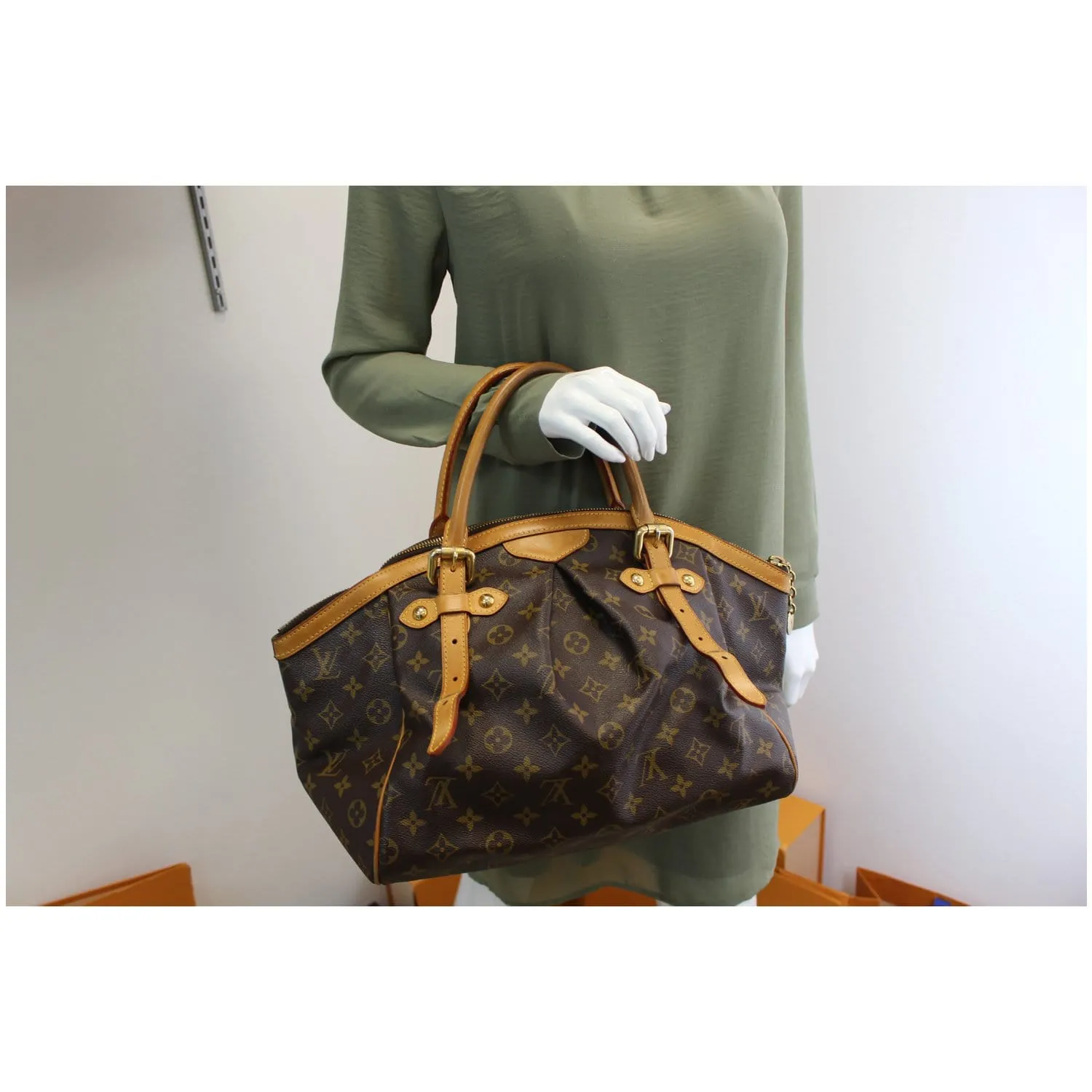 LOUIS VUITTON Tivoli GM Monogram Canvas Shoulder Bag Brown