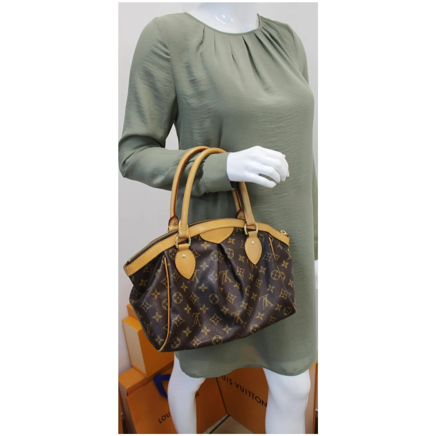 LOUIS VUITTON Tivoli PM Monogram Canvas Shoulder Bag Brown