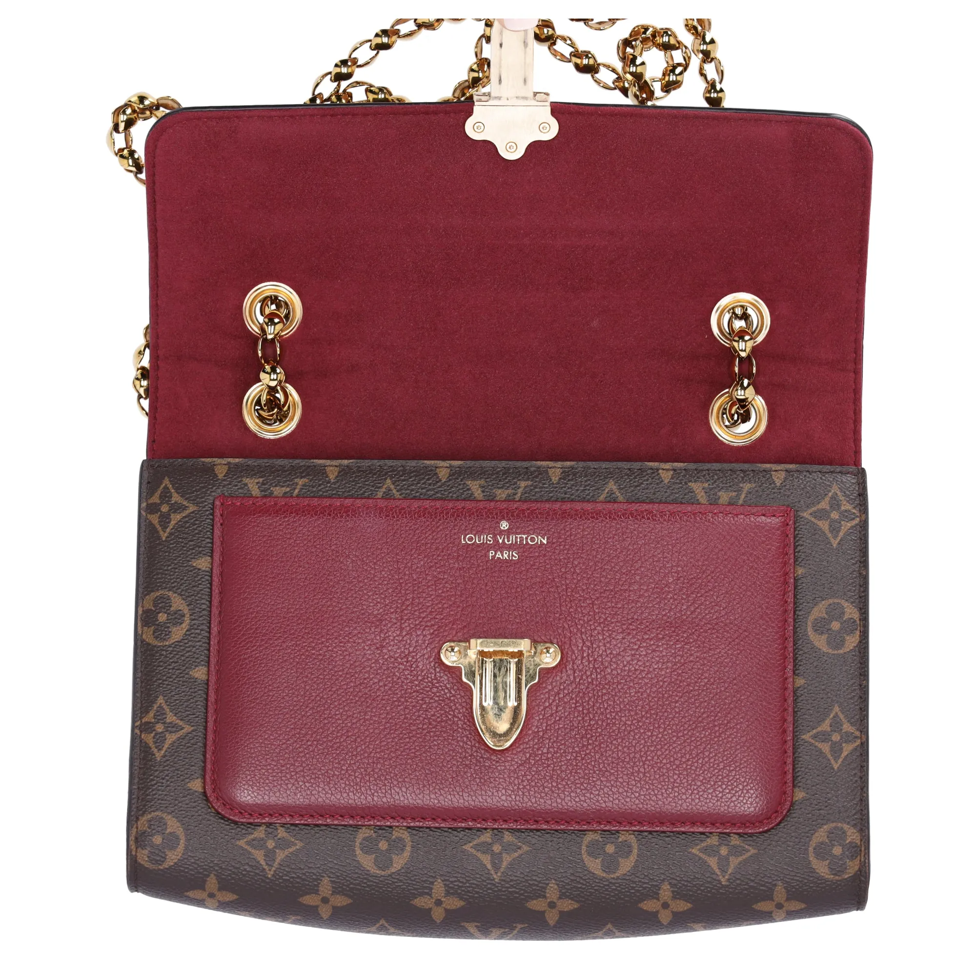 Louis Vuitton Victoire Chain Shoulder Bag Monogram Canvas M41732 Brown Raisin