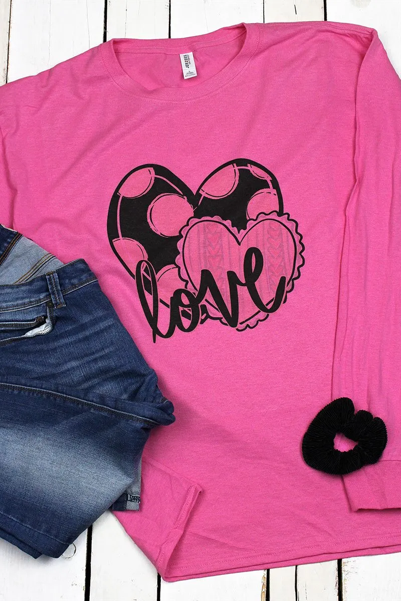 Love Hearts Unisex Dri-Power Long-Sleeve 50/50 Tee