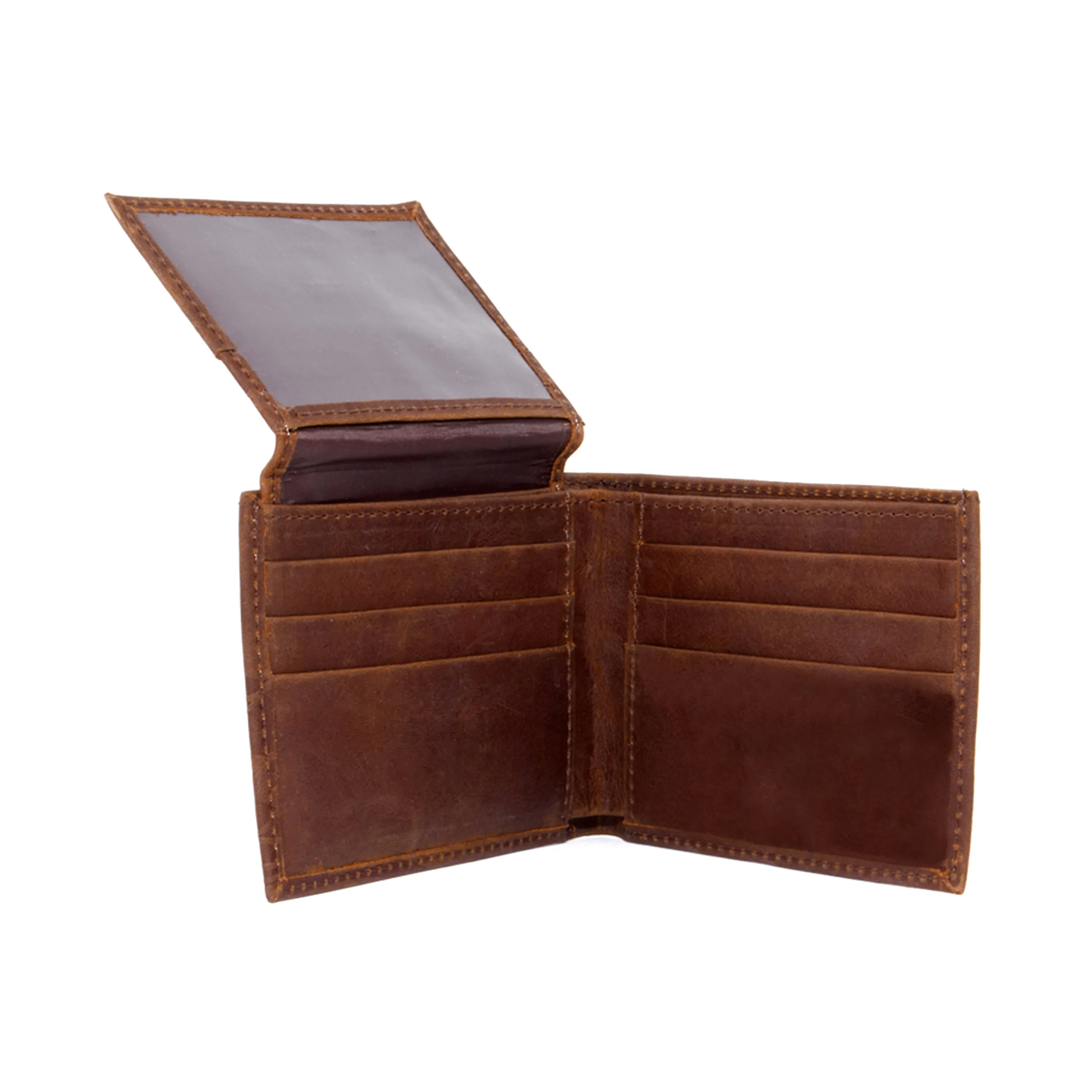 LSU Tigers Brown Bi Fold Leather Wallet