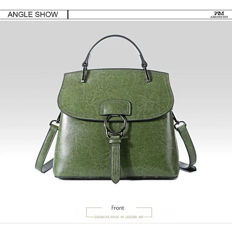 <bold>Top-Handle / Crossbody Bag <br>Genuine-Leather