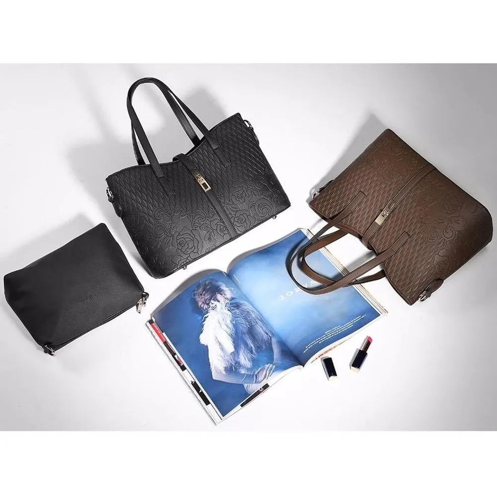 <bold>Tote & Crossbody Bag Set <br>Vegan-Leather