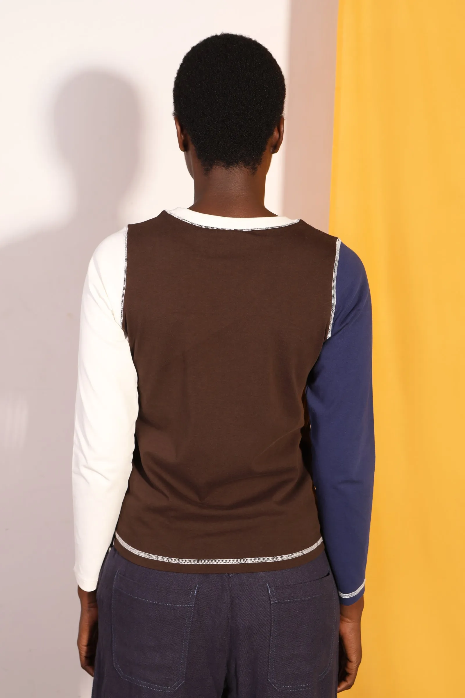 Luca Top Chocolate Patchwork