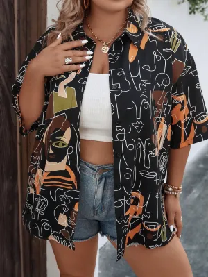 LUNE Plus Figure Graphic Drop Shoulder Shirt