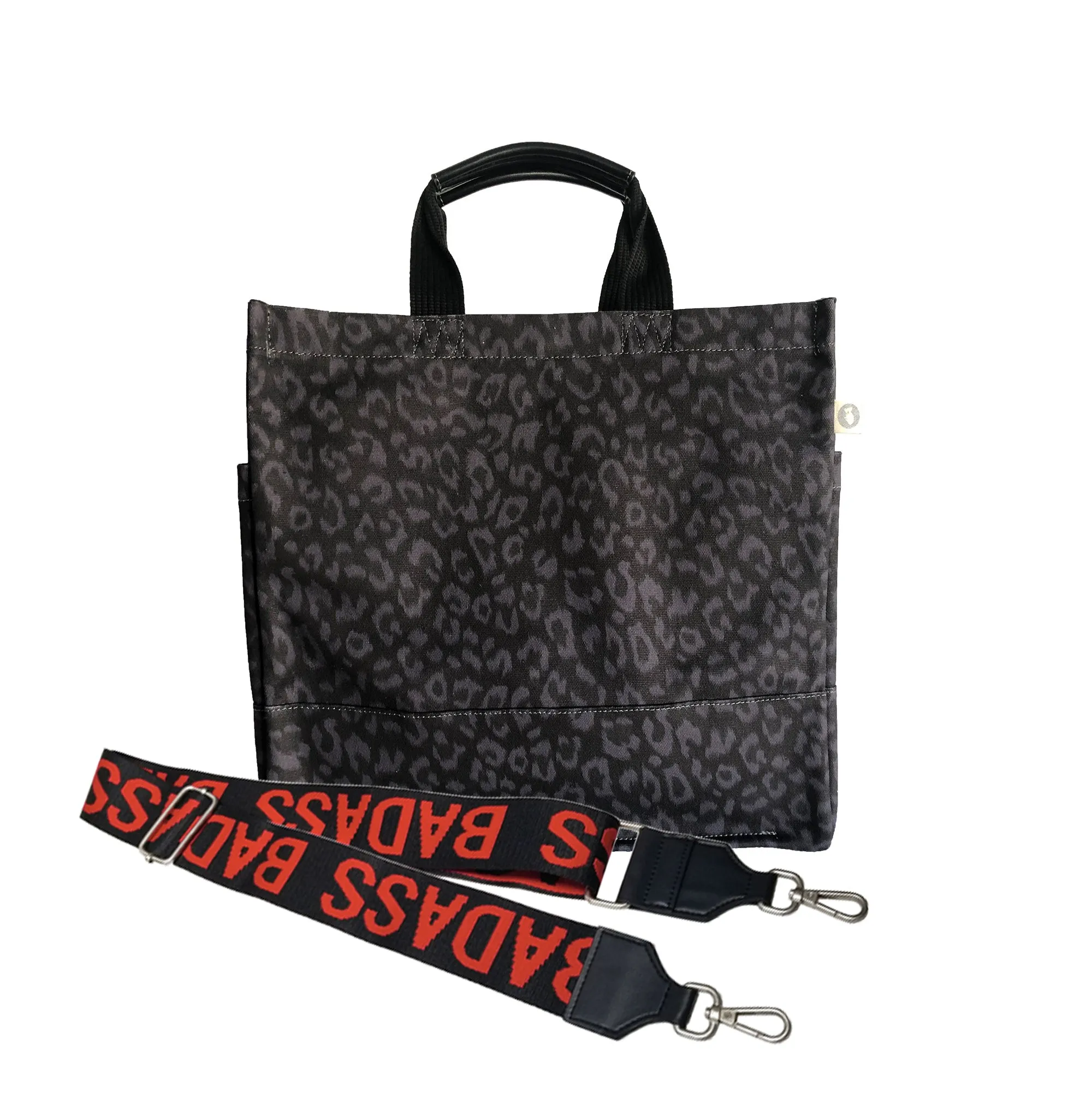 Luxe North South Bag: Black Leopard
