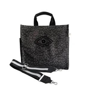 Luxe North South Bag: Black Leopard
