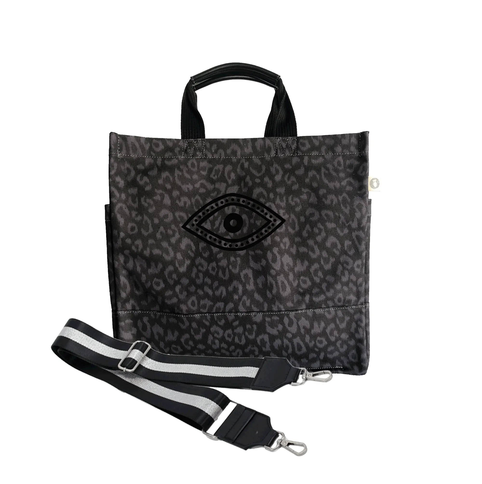 Luxe North South Bag: Black Leopard