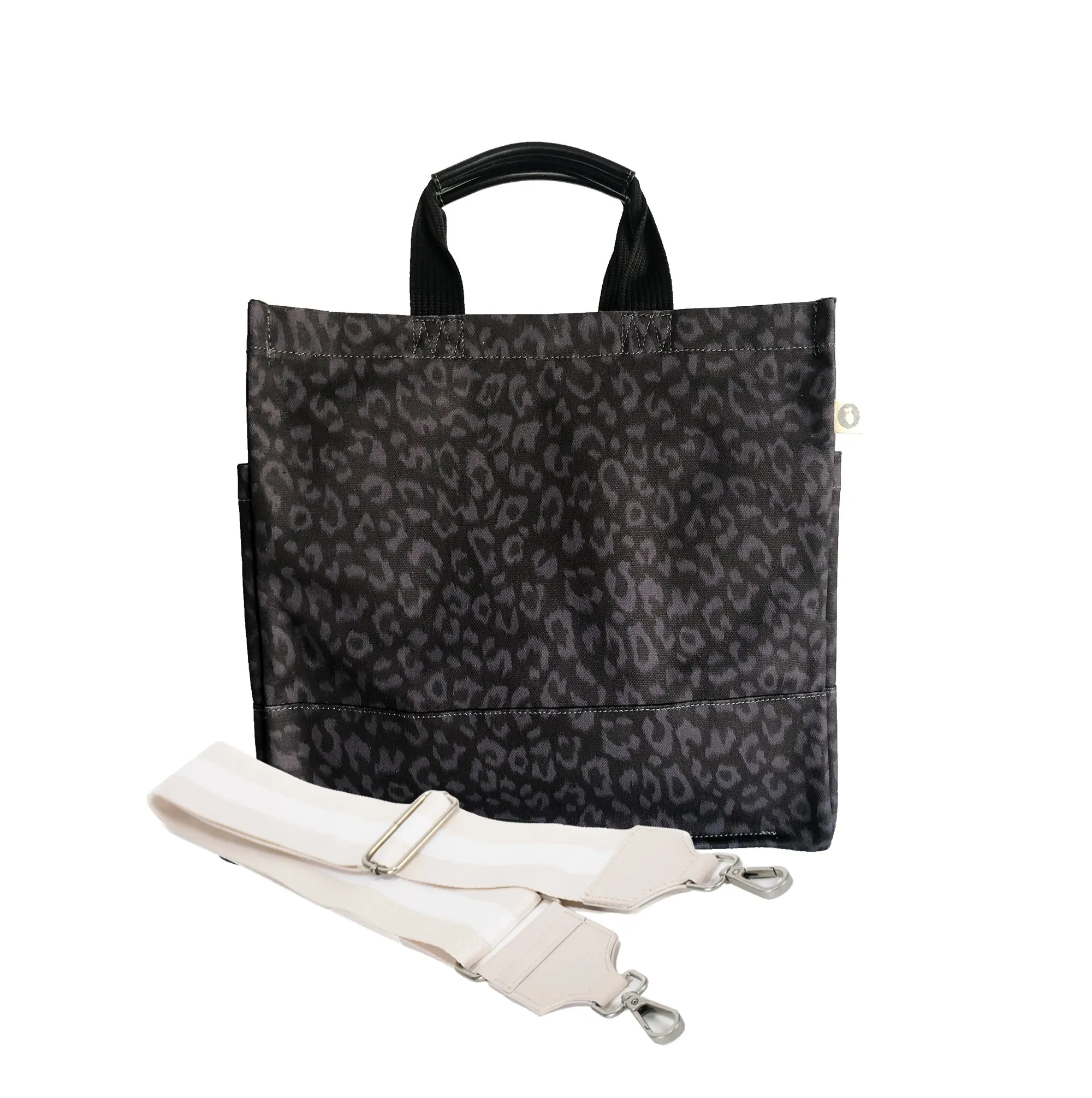 Luxe North South Bag: Black Leopard