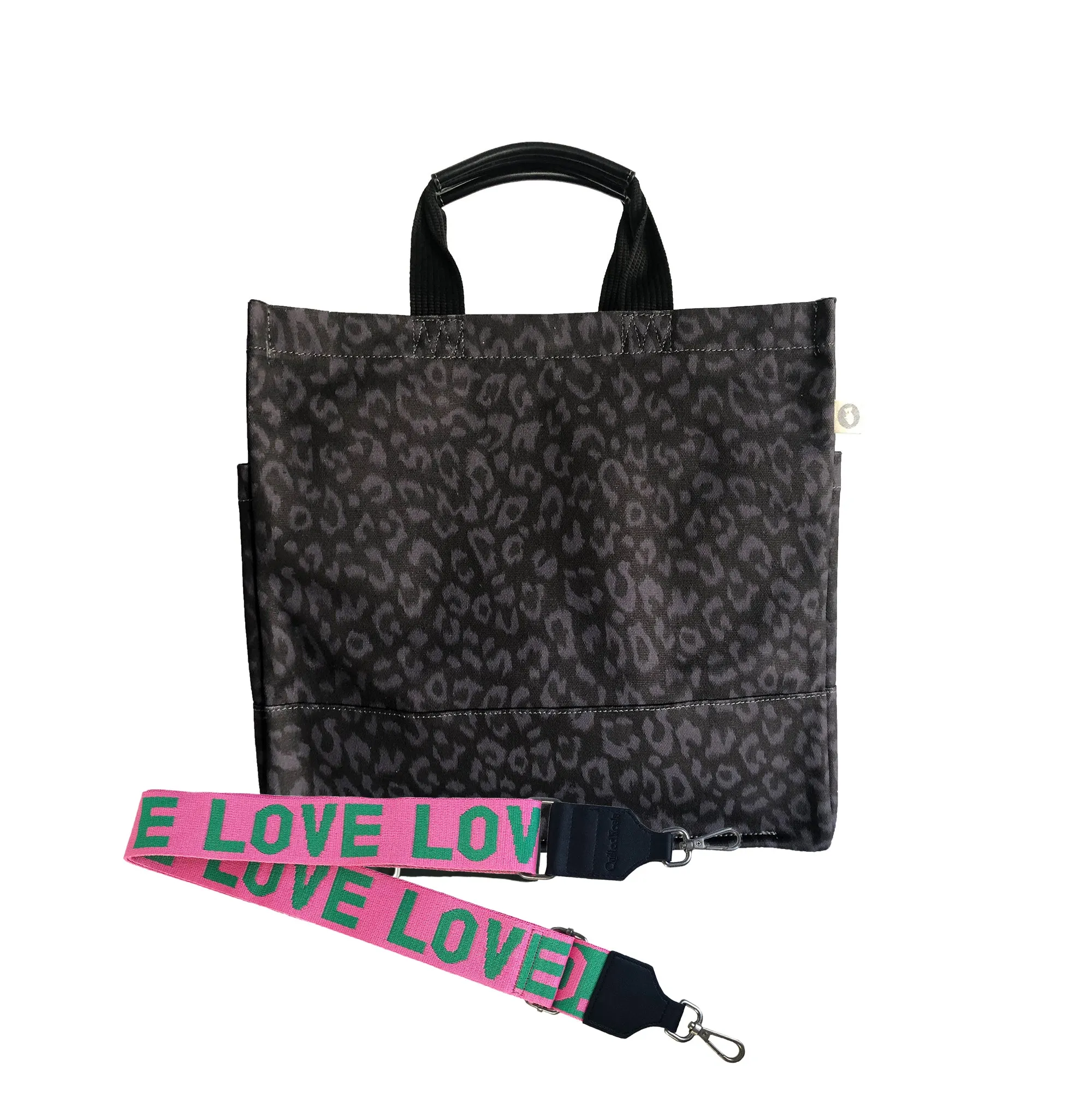 Luxe North South Bag: Black Leopard