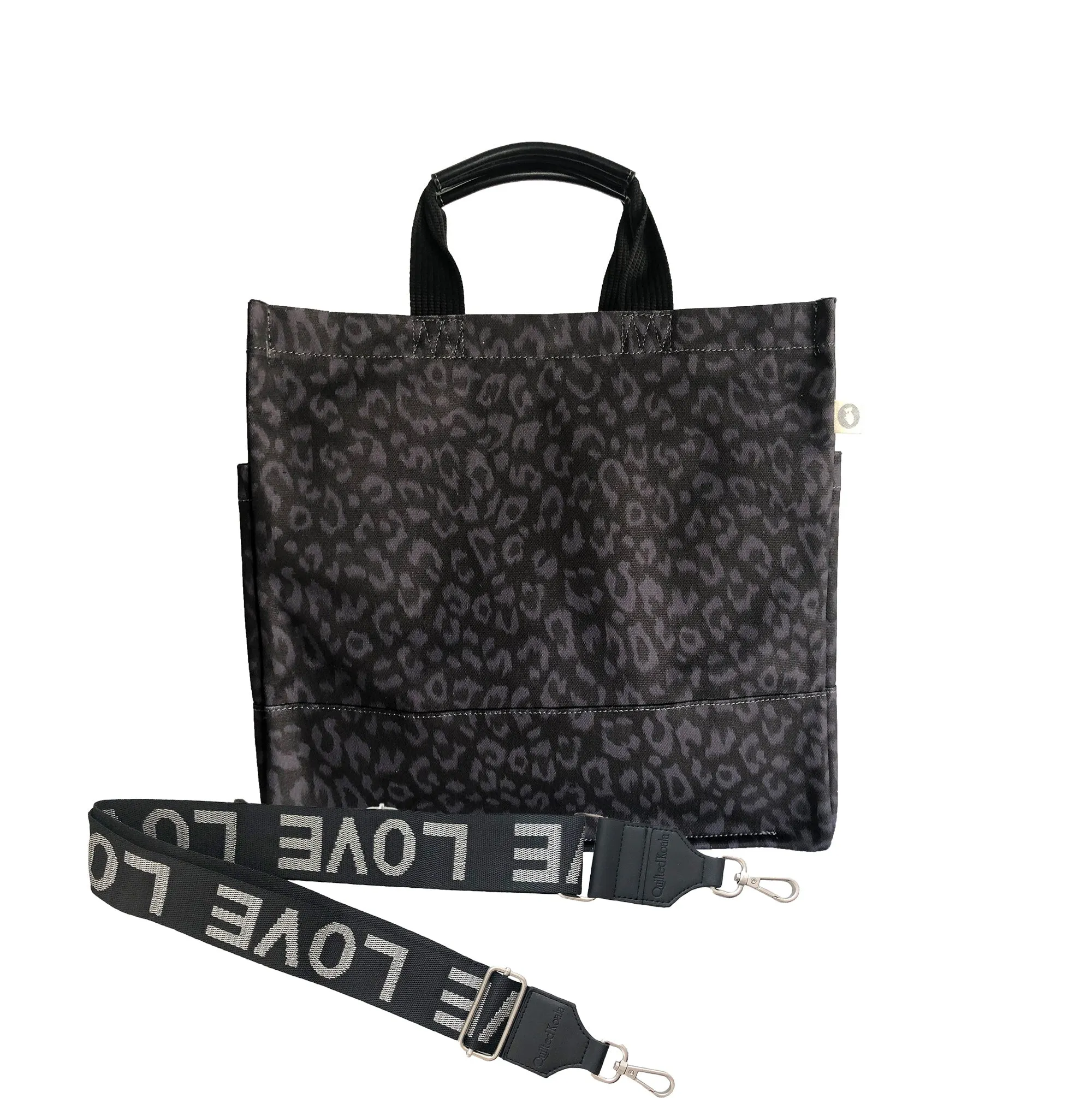 Luxe North South Bag: Black Leopard