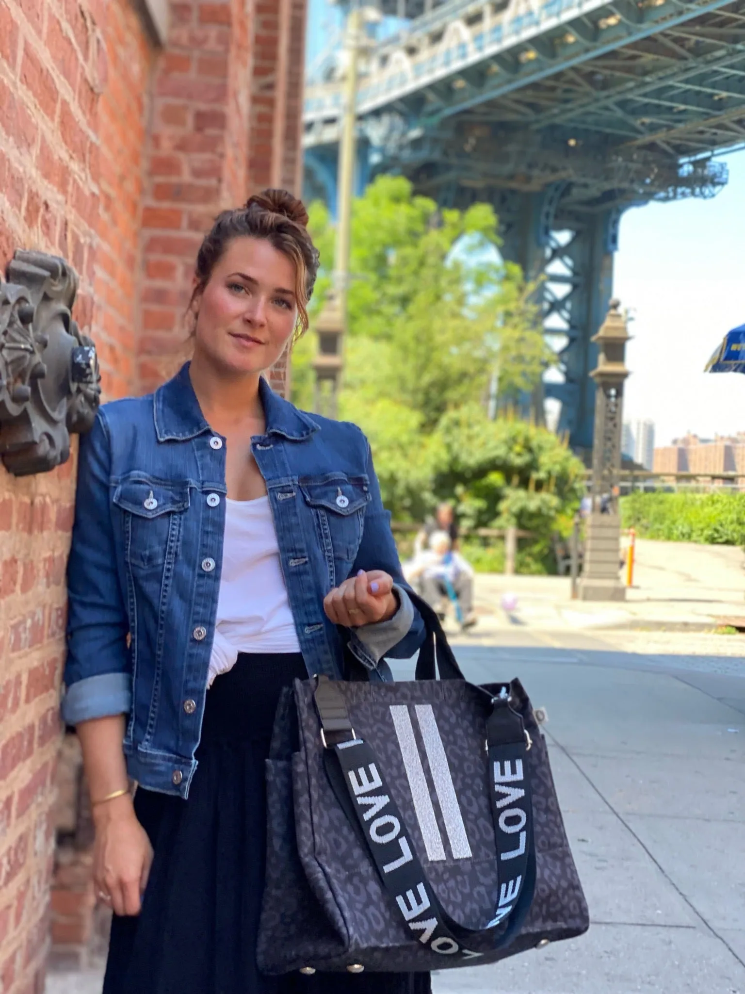 Luxe North South Bag: Black Leopard