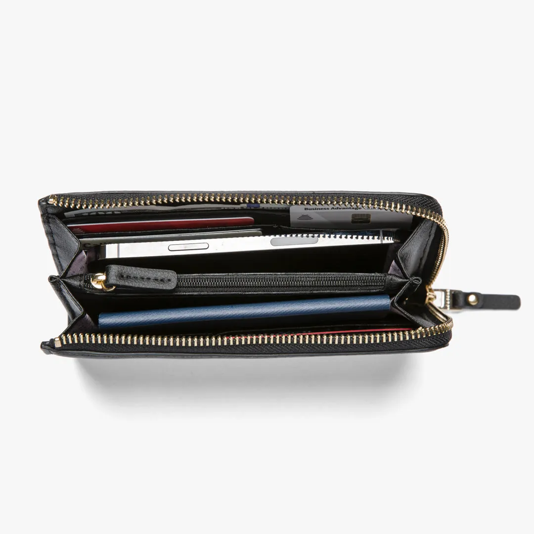 Magnolia Leather Wallet - Cactus Leather - Black / Gold / Lavender