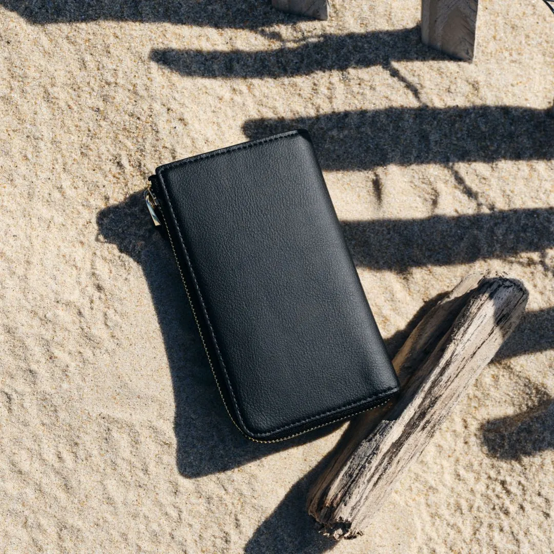 Magnolia Leather Wallet - Cactus Leather - Black / Gold / Lavender