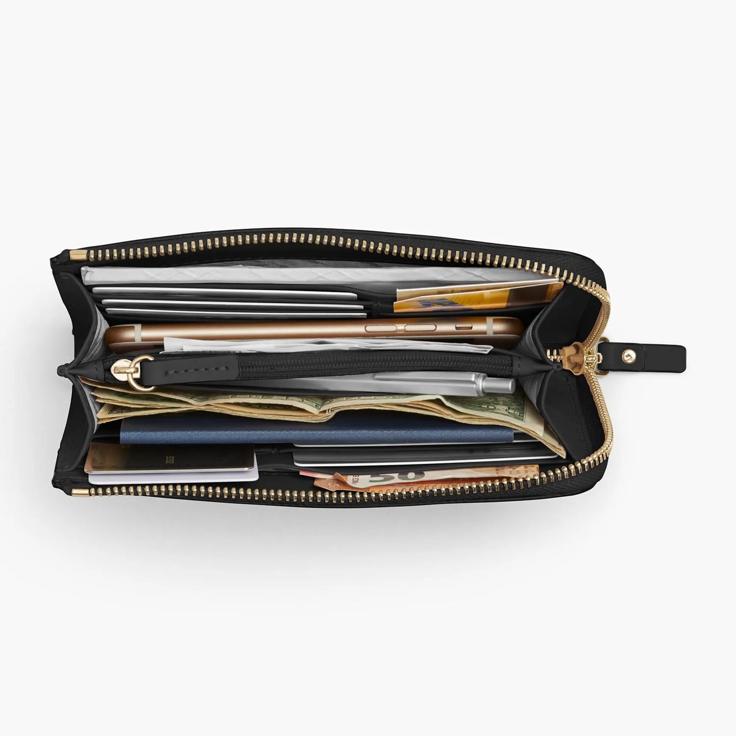 Magnolia Leather Wallet - Nappa Leather - Black / Gold / Grey