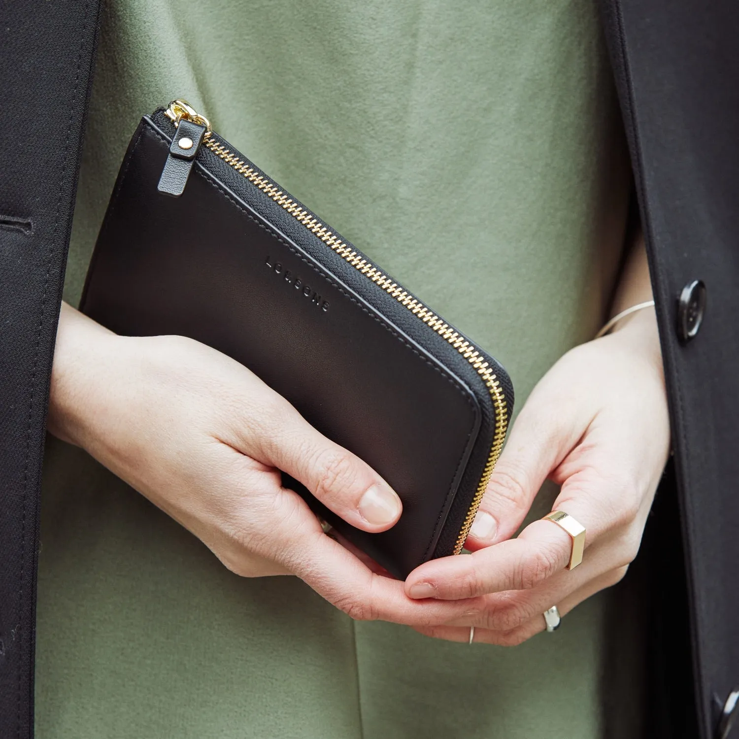 Magnolia Leather Wallet - Nappa Leather - Black / Gold / Grey