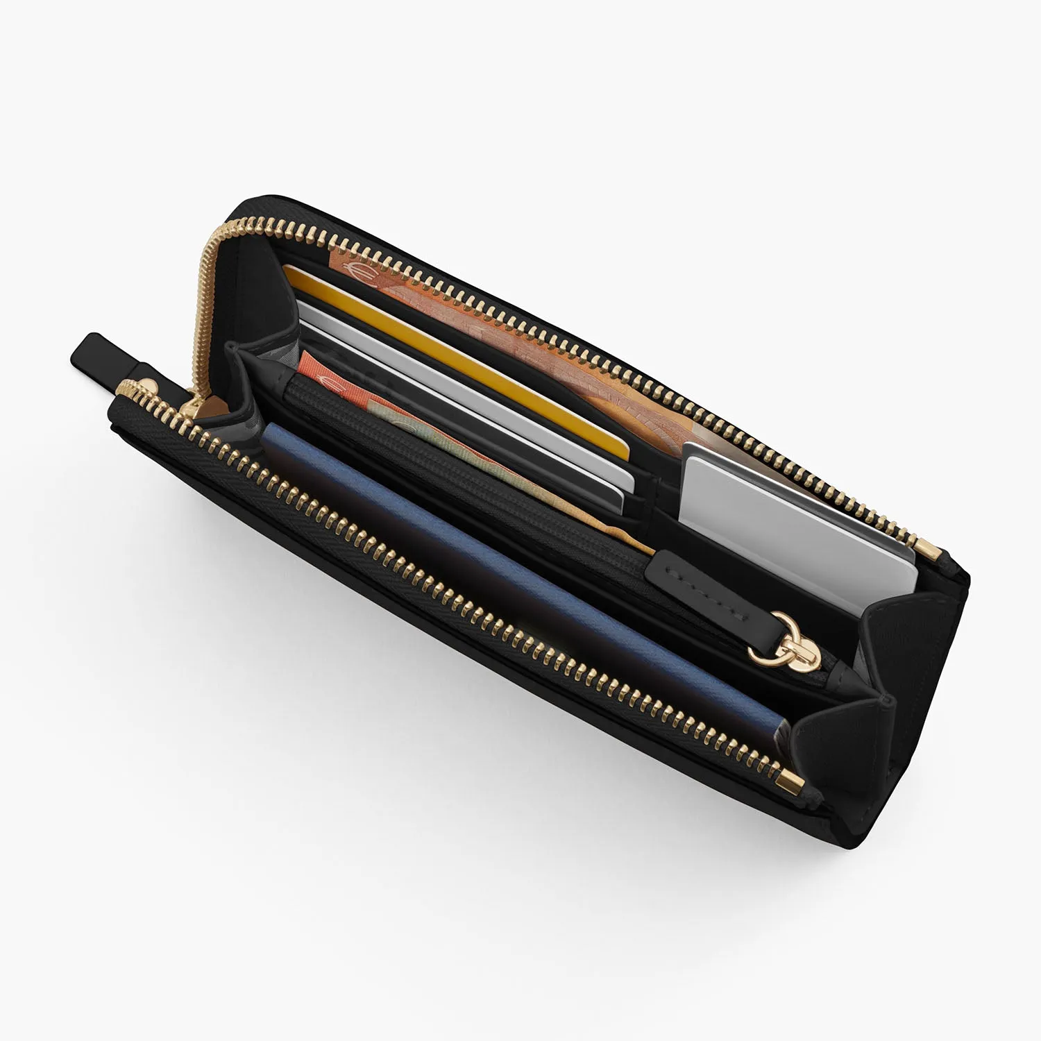 Magnolia Leather Wallet - Nappa Leather - Black / Gold / Grey