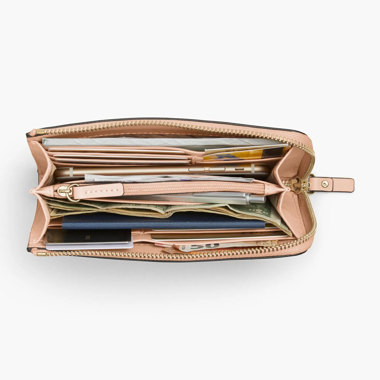 Magnolia Leather Wallet - Nappa Leather - Rose Quartz / Gold / Camel