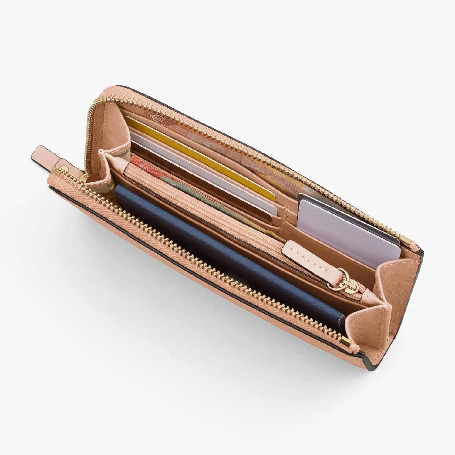 Magnolia Leather Wallet - Nappa Leather - Rose Quartz / Gold / Camel
