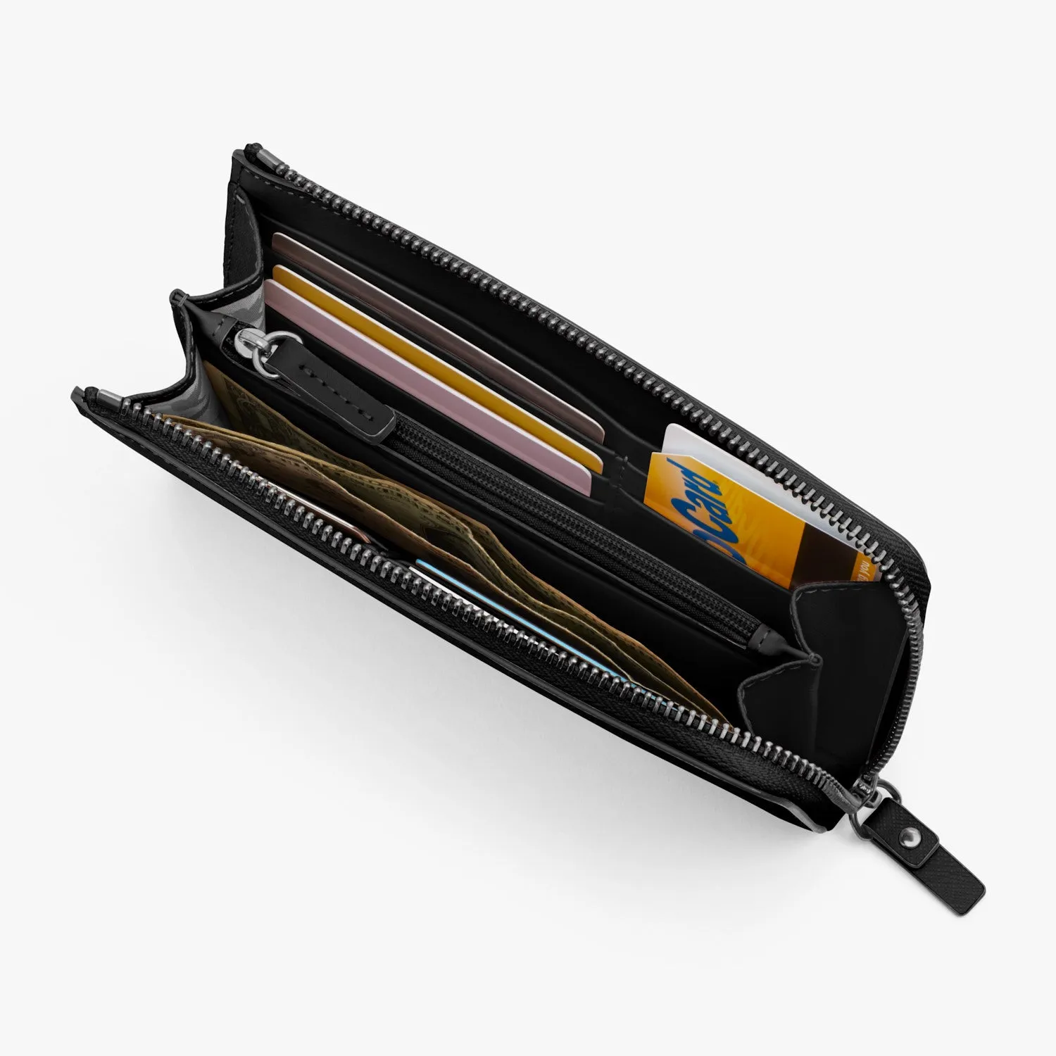 Magnolia Leather Wallet - Saffiano Leather - Black / Gunmetal / Grey