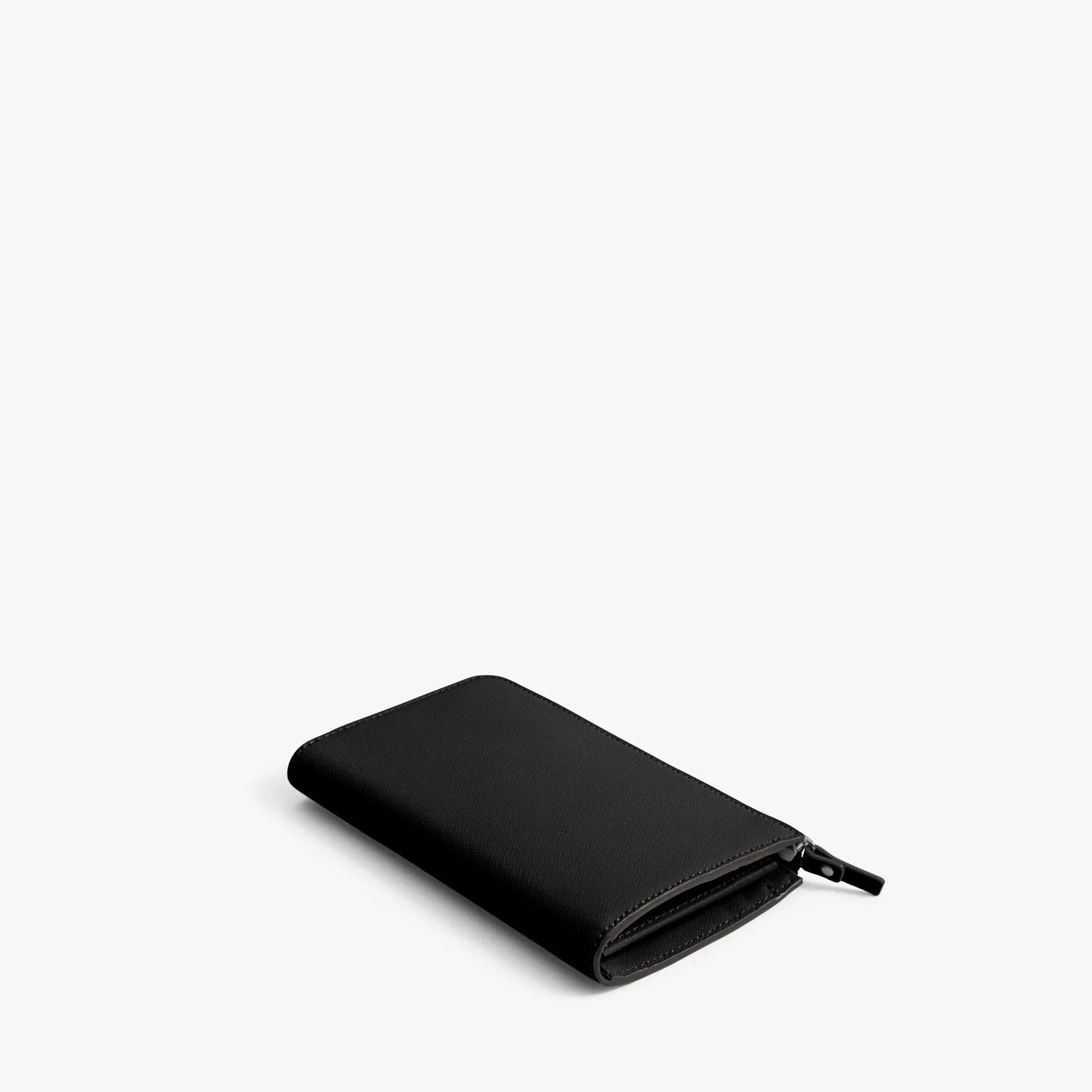 Magnolia Leather Wallet - Saffiano Leather - Black / Gunmetal / Grey
