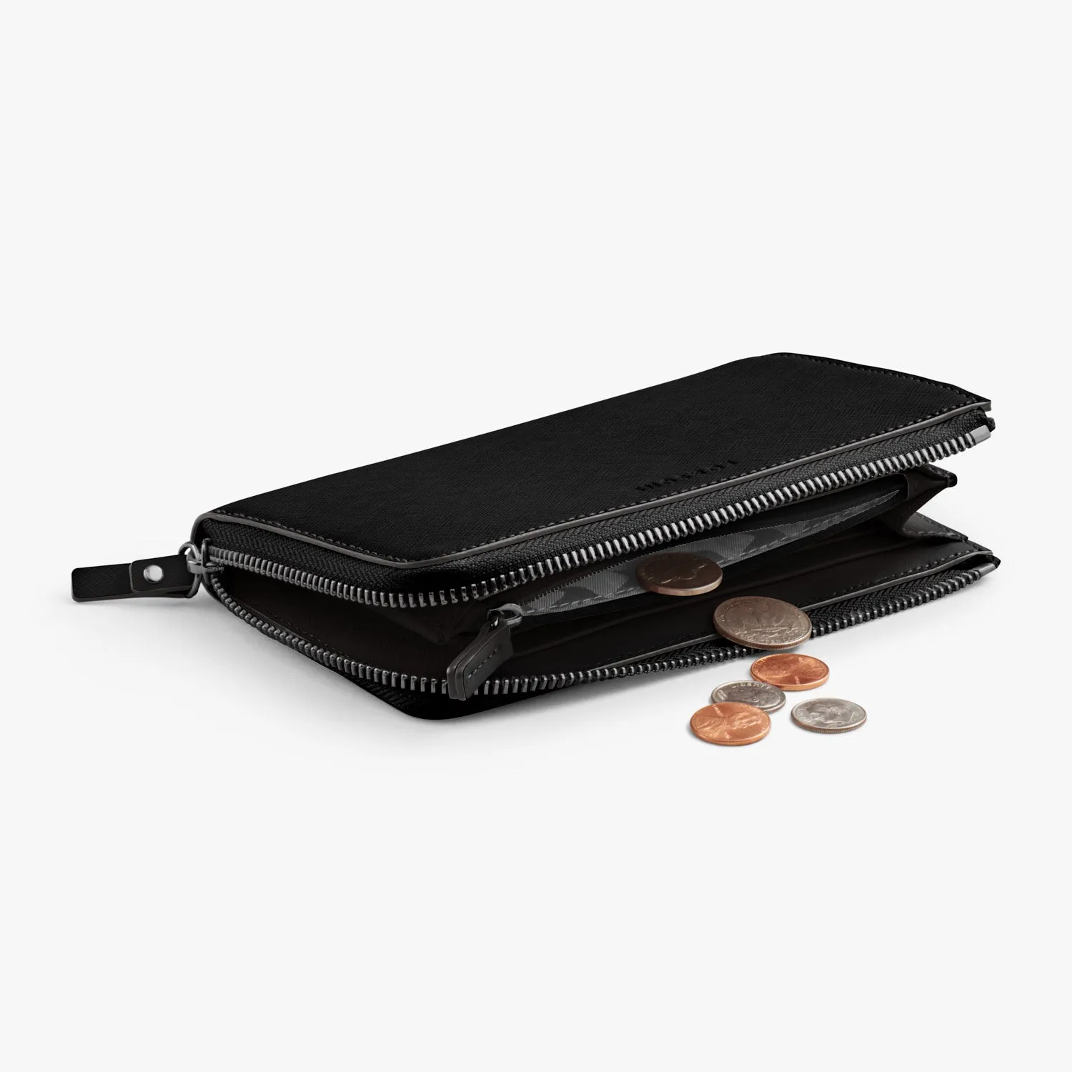 Magnolia Leather Wallet - Saffiano Leather - Black / Gunmetal / Grey