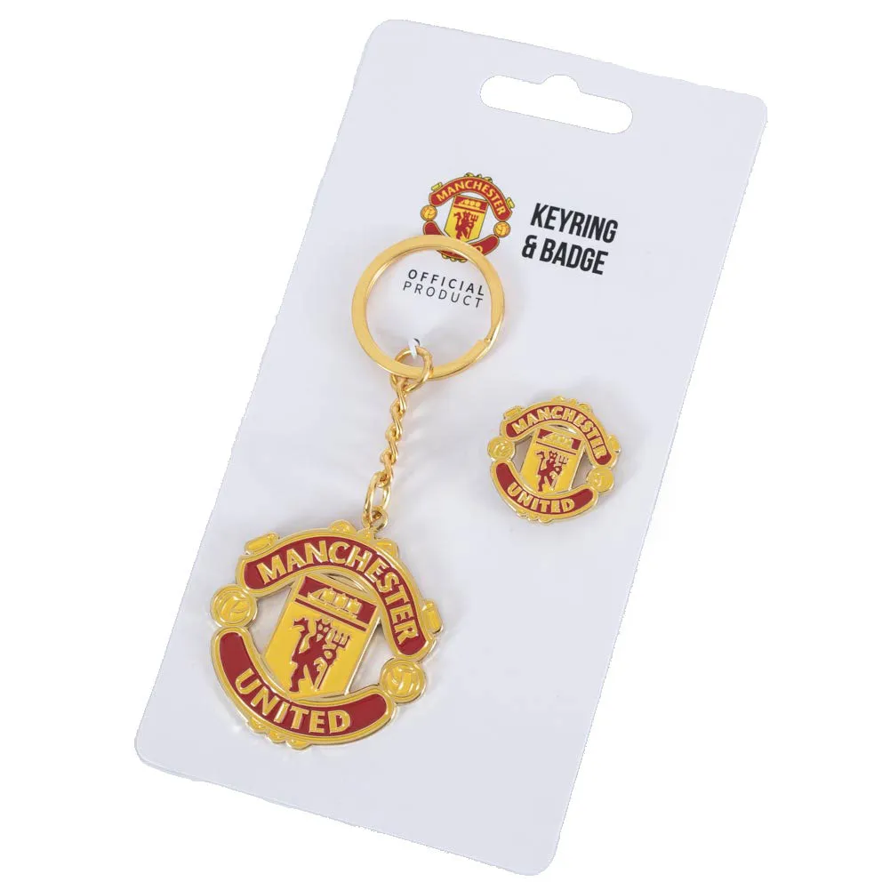 Manchester United FC Keyring & Badge Set