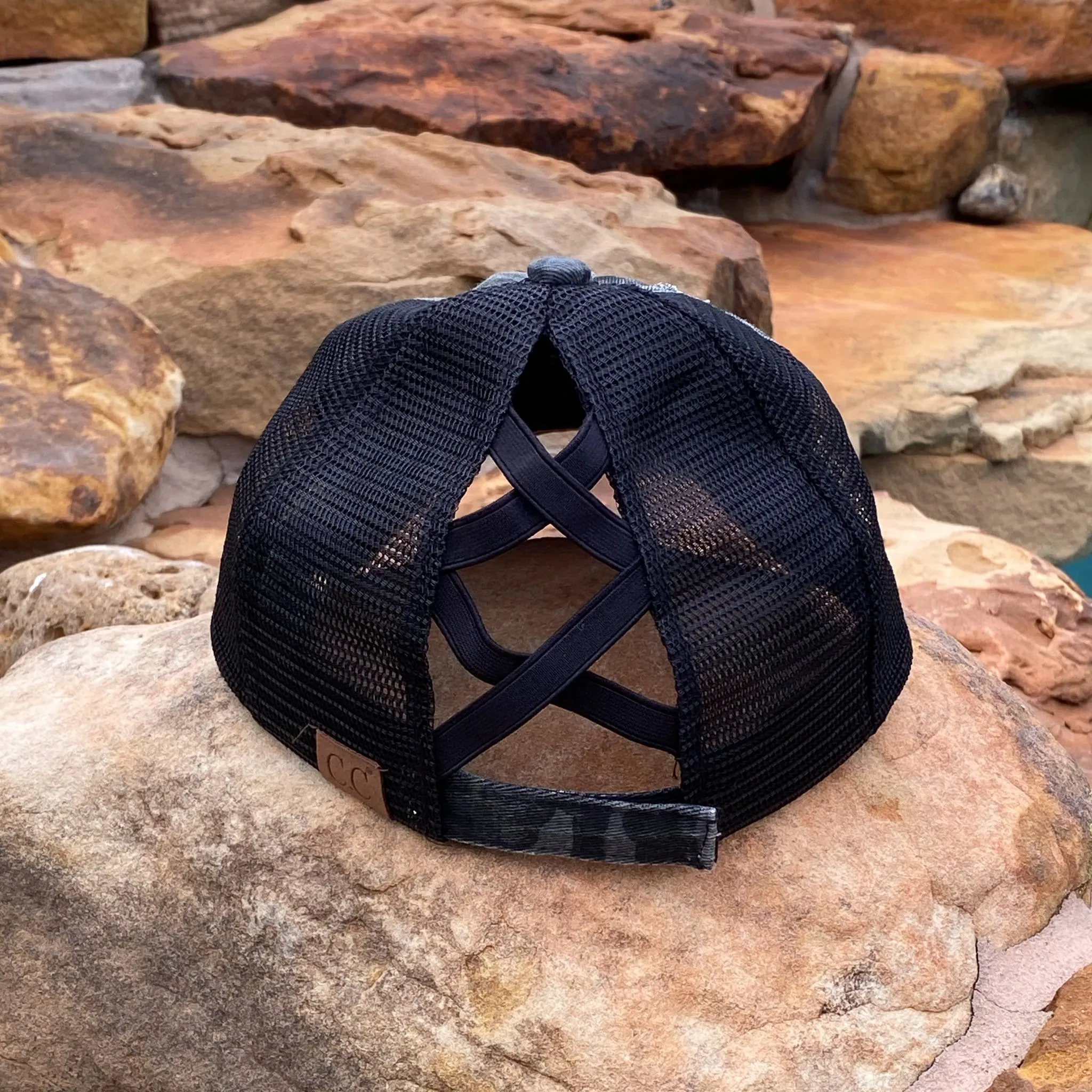Maranda Washed Denim Criss-Cross High Pony Cap *Multiple Colors*