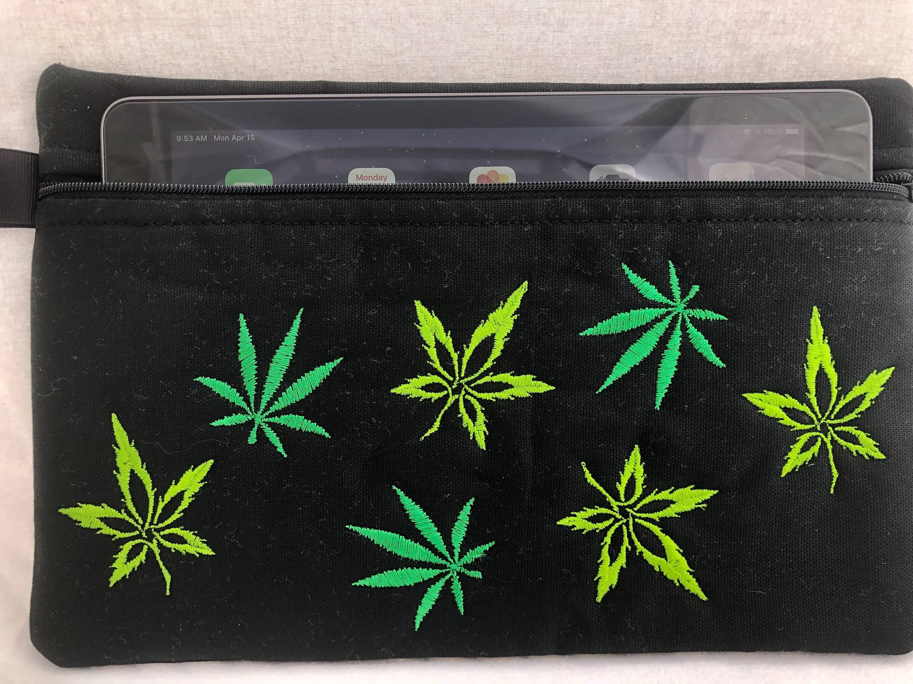 Marijuana Embroidered iPad or Tablet Bag | stitchywoman.net