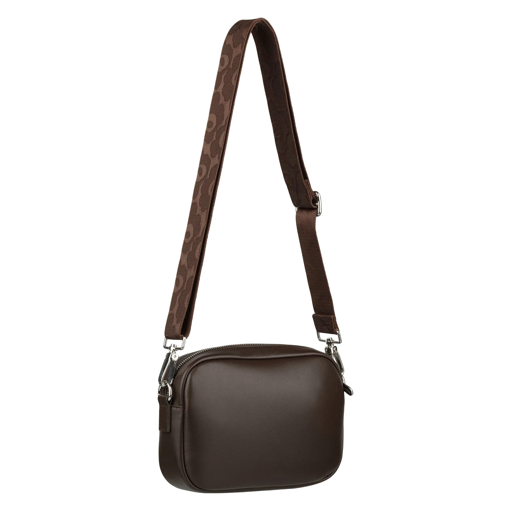 Marimekko Soft Leather Gratha Shoulder Bag, Dark Brown