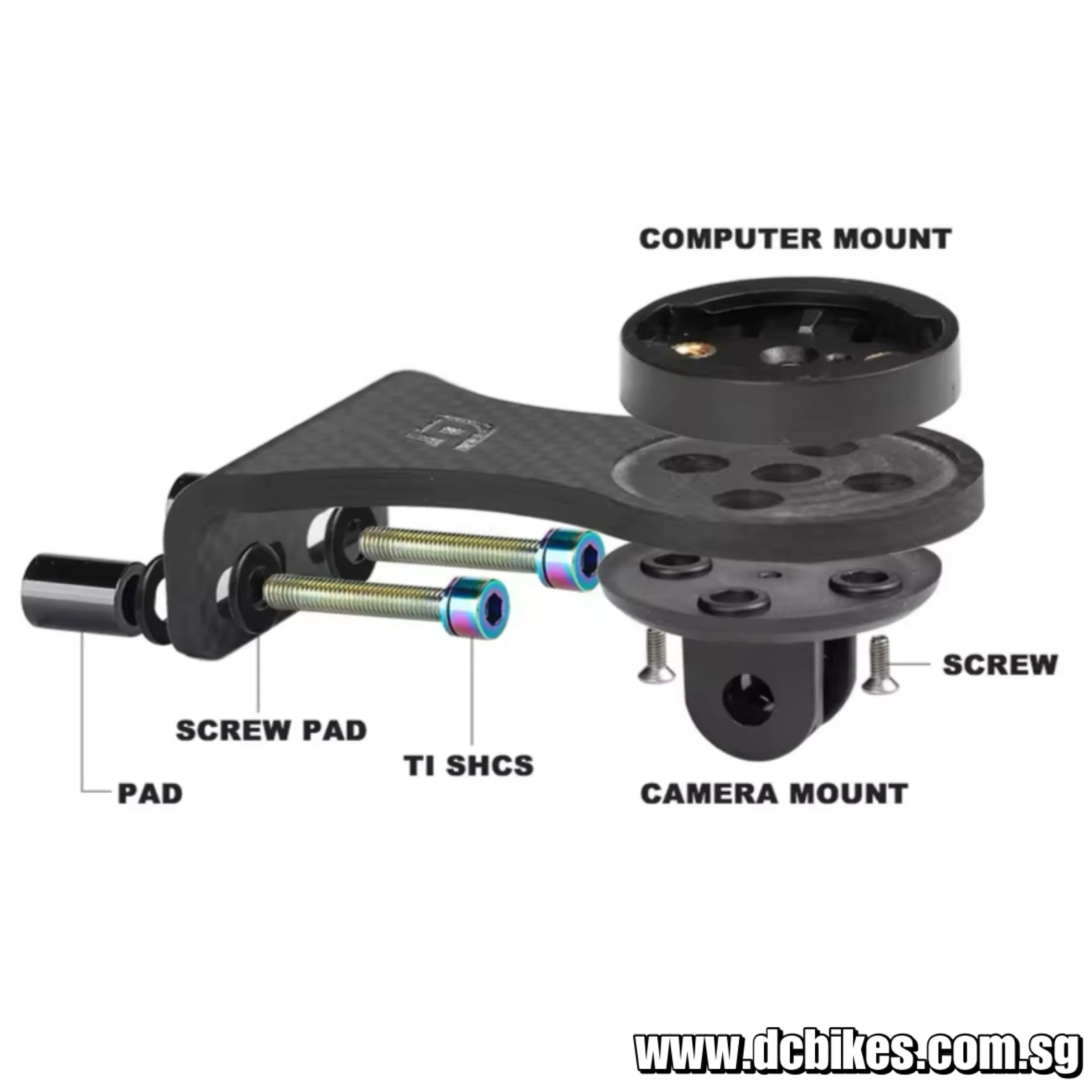 Matt Carbon Fiber Road Bike Bicycle Computer Mount & Camera Led Holder For Garmin Bryton Xoss GoPro 25g