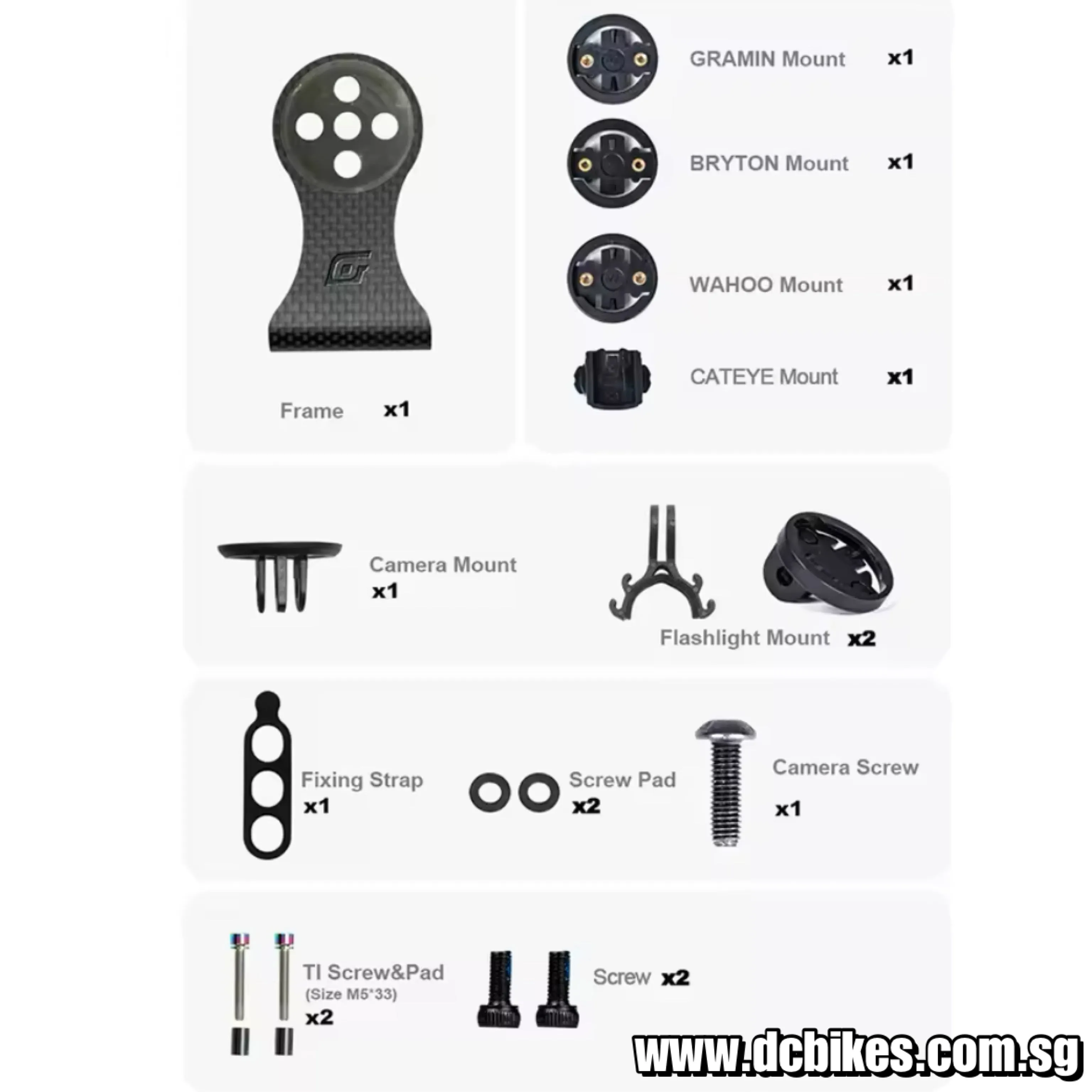 Matt Carbon Fiber Road Bike Bicycle Computer Mount & Camera Led Holder For Garmin Bryton Xoss GoPro 25g