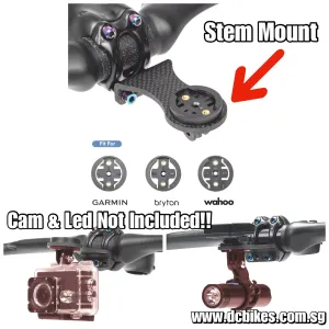 Matt Carbon Fiber Road Bike Bicycle Computer Mount & Camera Led Holder For Garmin Bryton Xoss GoPro 25g