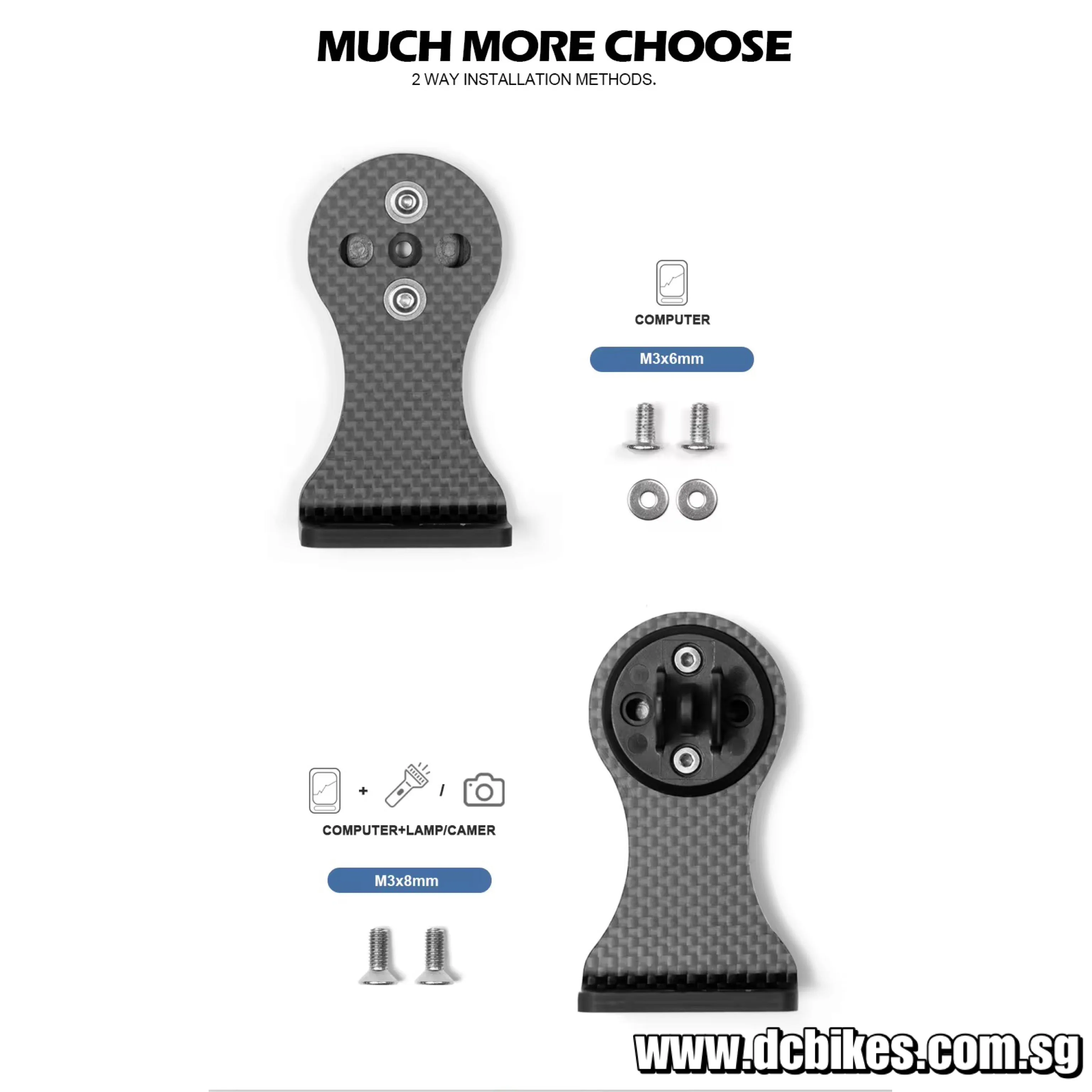 Matt Carbon Fiber Road Bike Bicycle Computer Mount & Camera Led Holder For Garmin Bryton Xoss GoPro 25g