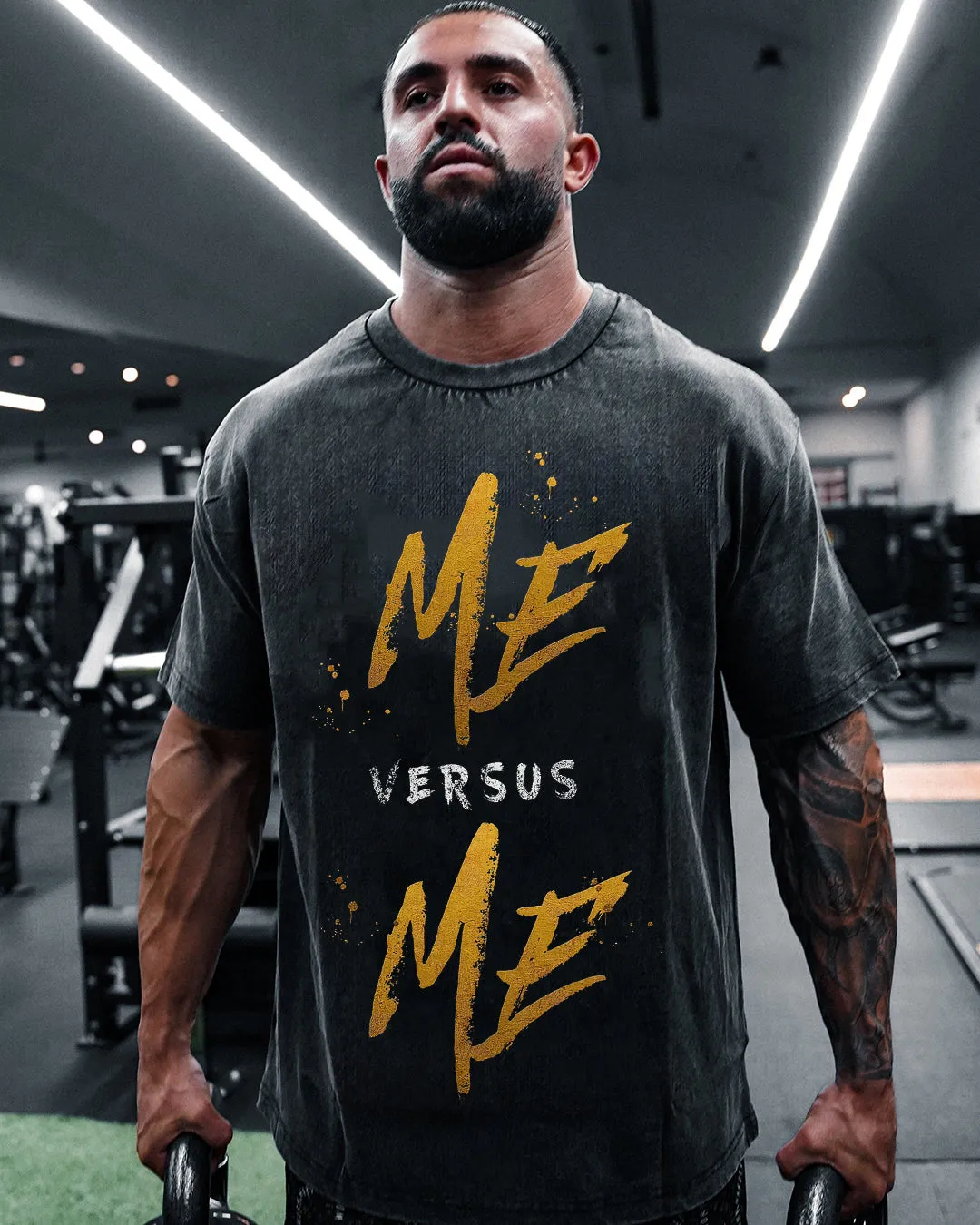 Me Versus Me Printed Men's Washed T-Shirt