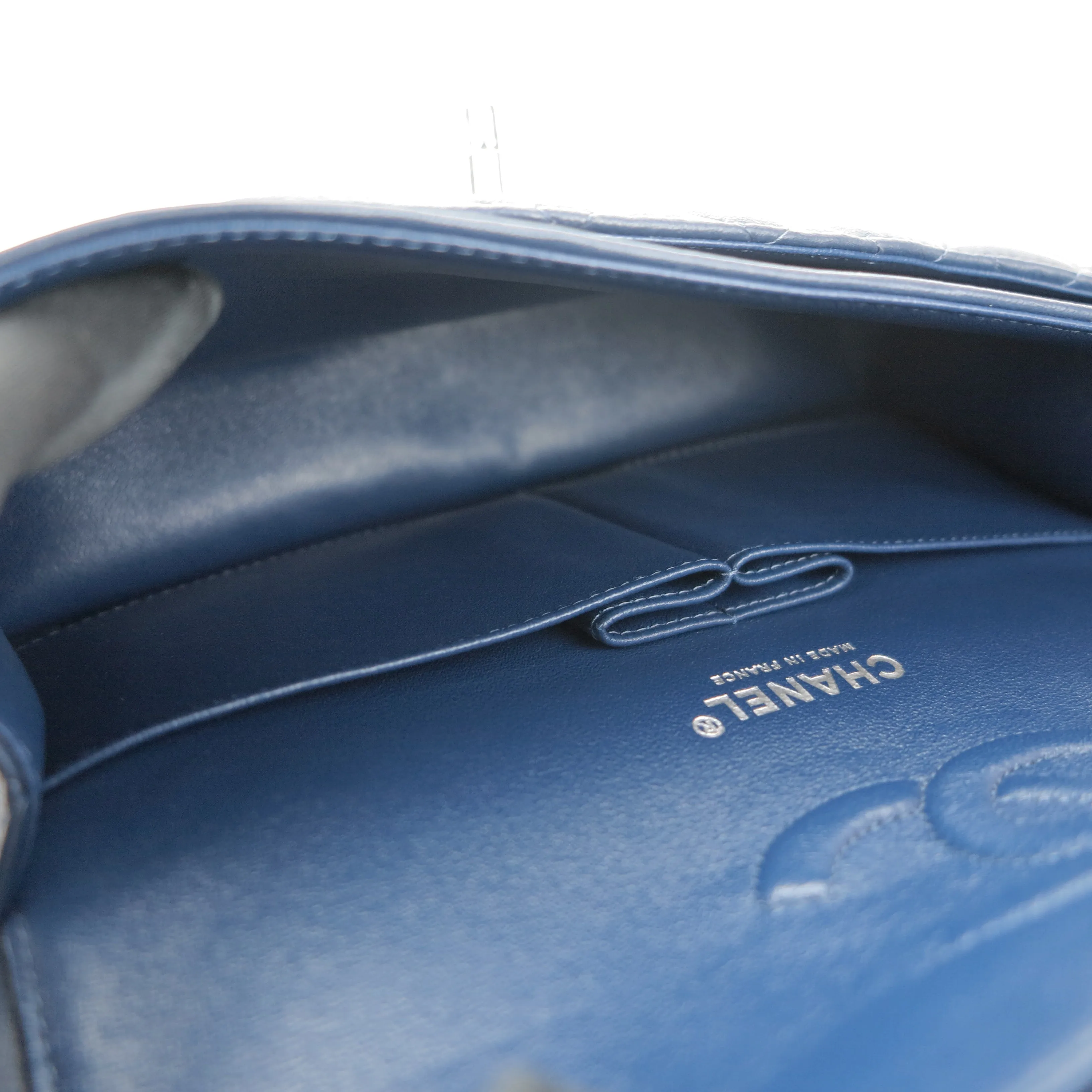 Medium Classic Double Flap Bag in Navy Lambskin