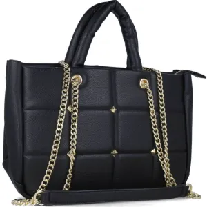 Menbur Black Quilted Shoulder Bag With Gold Chain Strap
