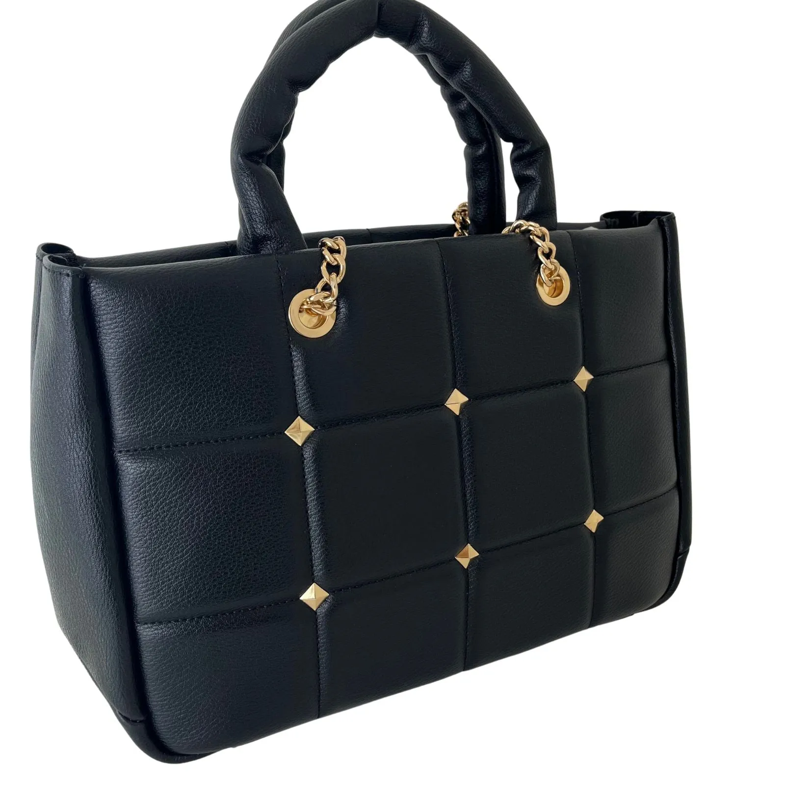 Menbur Black Quilted Shoulder Bag With Gold Chain Strap