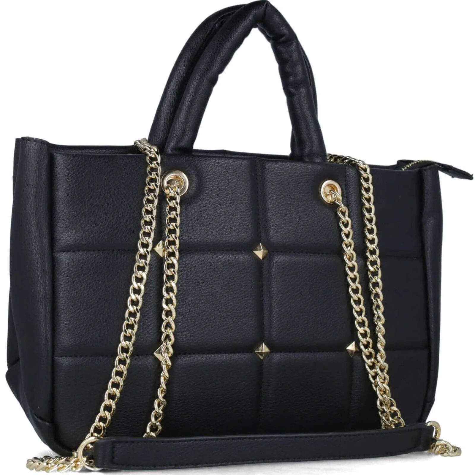 Menbur Black Quilted Shoulder Bag With Gold Chain Strap