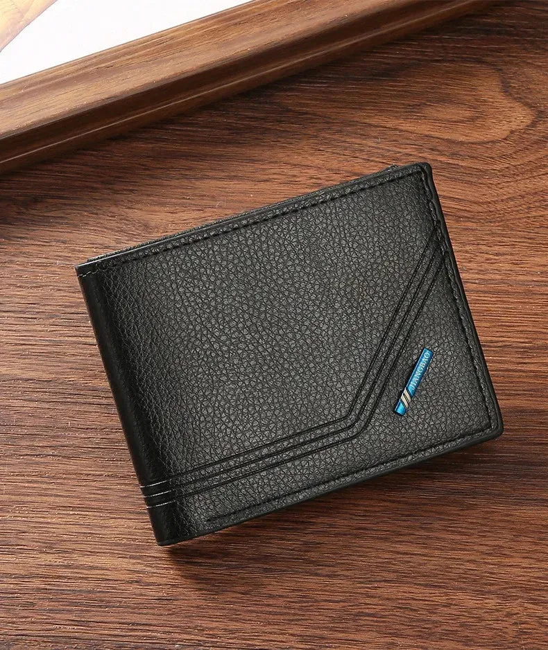 Men’s Slim Faux Leather Bifold Wallet - Business ID & Card Holder