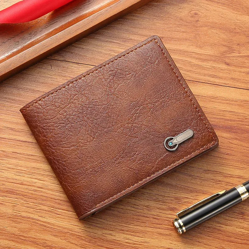 Men’s Slim Faux Leather Bifold Wallet - Business ID & Card Holder