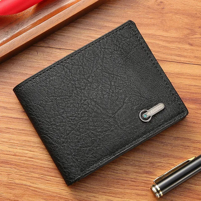 Men’s Slim Faux Leather Bifold Wallet - Business ID & Card Holder