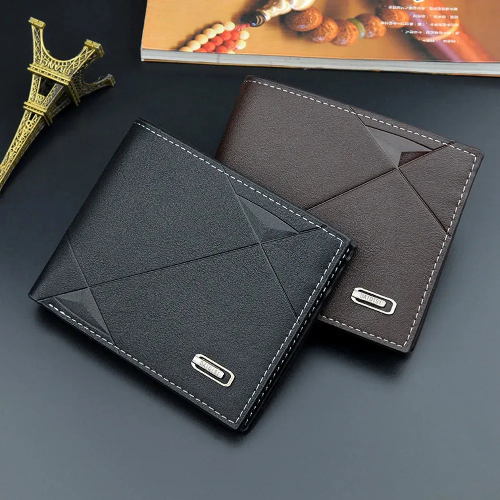 Men’s Slim Faux Leather Bifold Wallet - Business ID & Card Holder